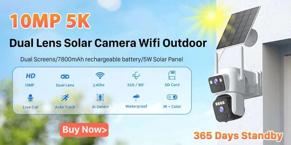 20MP 10K PTZ WiFi Security Camera 4-Lens 360° Auto Tracking-10MP NO SD Card / US Plug / China Mainland