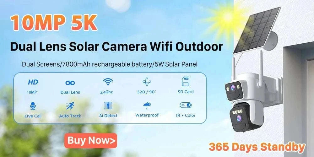 20MP 10K PTZ WiFi Security Camera 4-Lens 360° Auto Tracking-10MP NO SD Card / US Plug / China Mainland