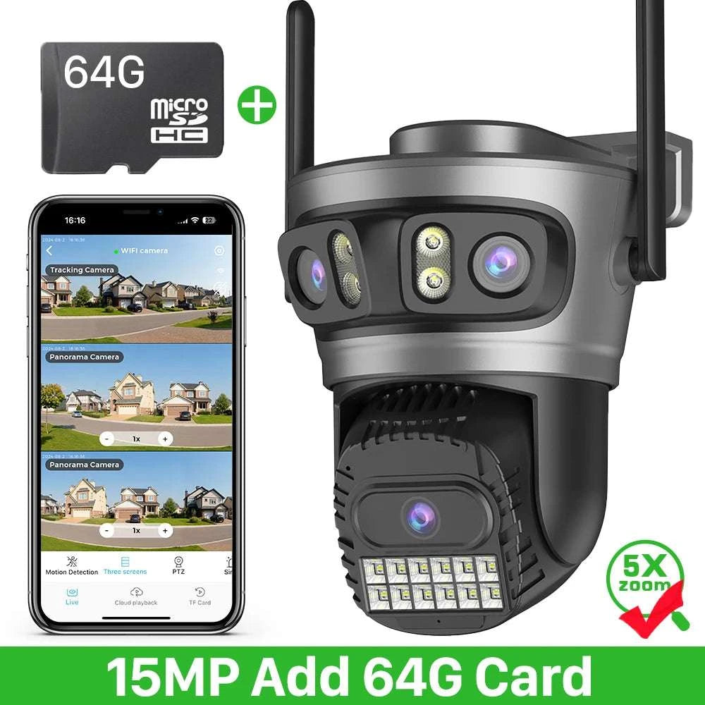 20MP 10K PTZ WiFi Security Camera 4-Lens 360° Auto Tracking-10MP NO SD Card / US Plug / China Mainland