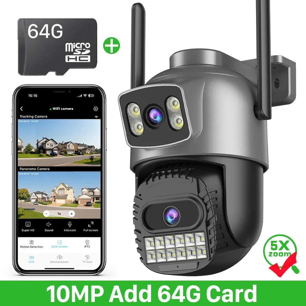 20MP 10K PTZ WiFi Security Camera 4-Lens 360° Auto Tracking-10MP NO SD Card / US Plug / China Mainland