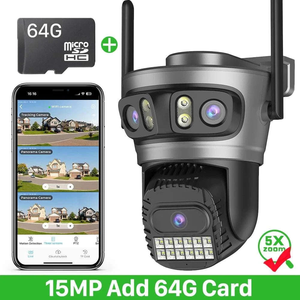 20MP 10K PTZ WiFi Security Camera 4-Lens 360° Auto Tracking-10MP NO SD Card / US Plug / China Mainland