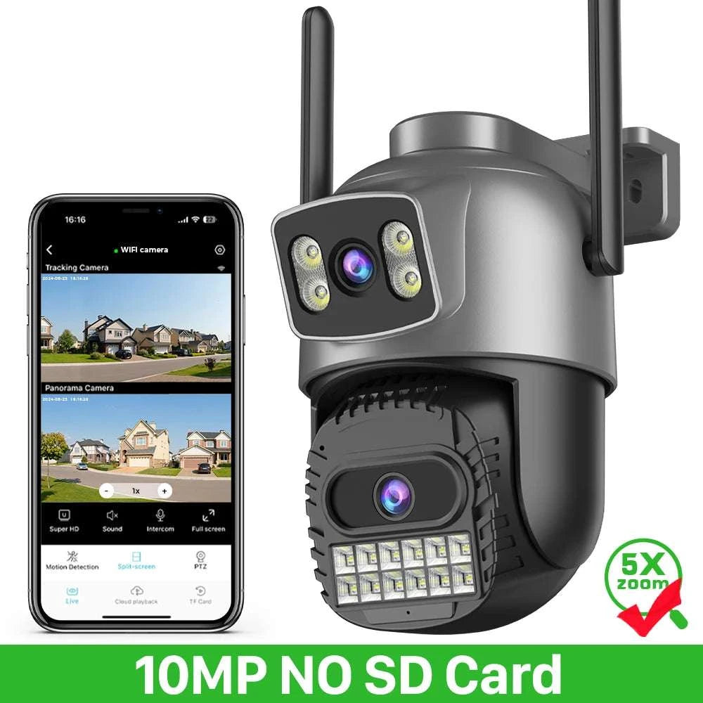 20MP 10K PTZ WiFi Security Camera 4-Lens 360° Auto Tracking-10MP NO SD Card / US Plug / China Mainland