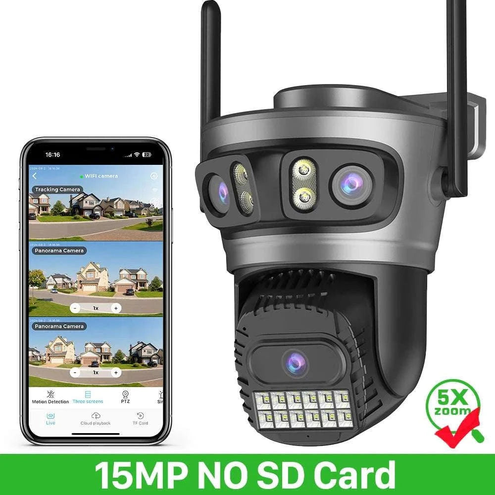 20MP 10K PTZ WiFi Security Camera 4-Lens 360° Auto Tracking-10MP NO SD Card / US Plug / China Mainland