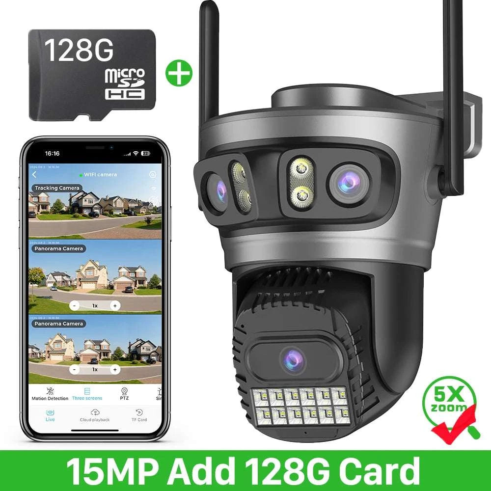 20MP 10K PTZ WiFi Security Camera 4-Lens 360° Auto Tracking-10MP NO SD Card / US Plug / China Mainland