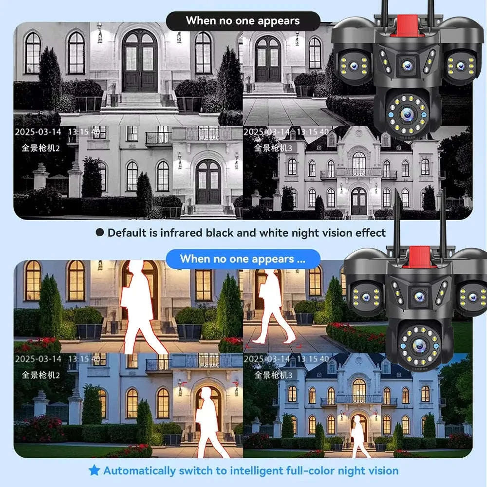 20MP 360° WiFi Security Camera with Auto Tracking & 4 Screens-6K NO SD Card / EU Plug