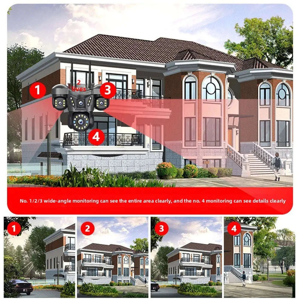 20MP 360° WiFi Security Camera with Auto Tracking & 4 Screens-6K NO SD Card / EU Plug