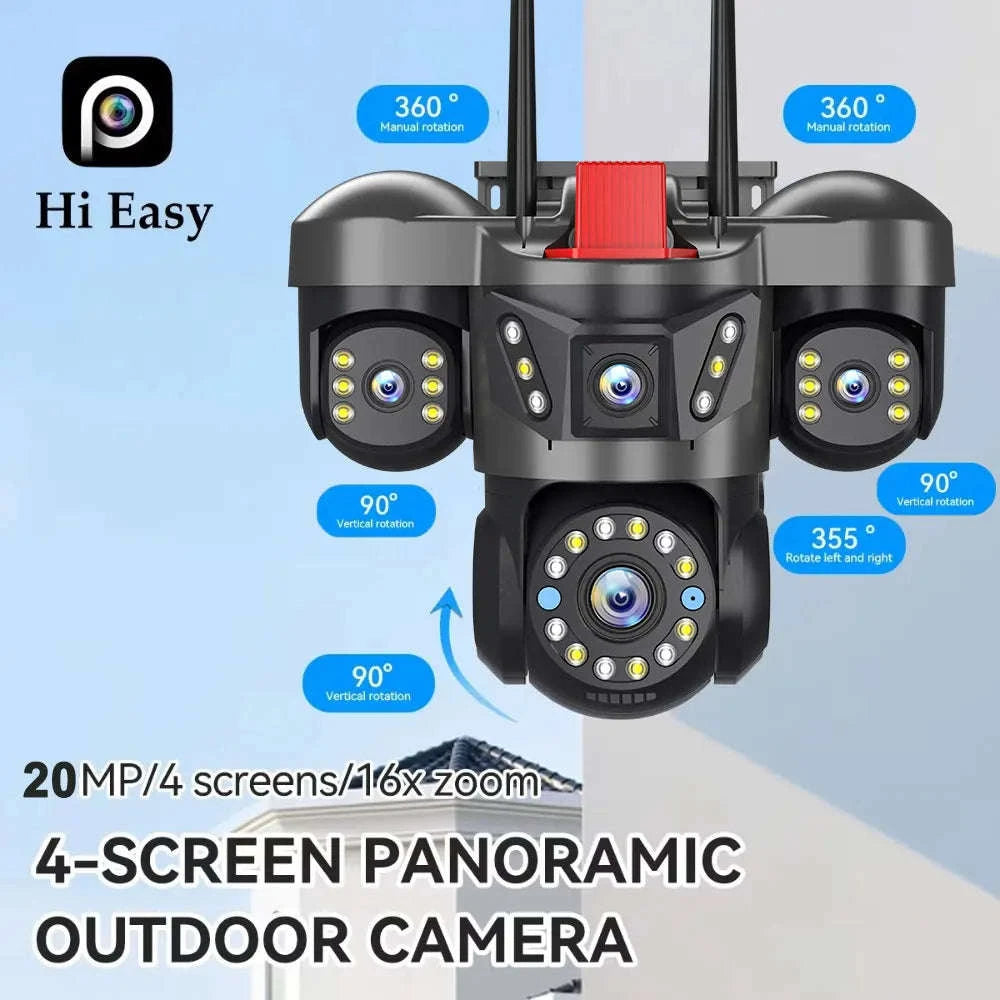 20MP 360° WiFi Security Camera with Auto Tracking & 4 Screens-6K NO SD Card / EU Plug