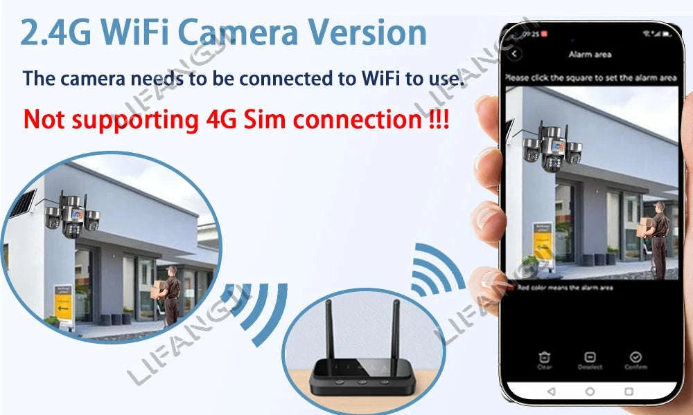 20MP 4-Lens 4G Solar Outdoor Security Camera with 10X Optical Zoom, 3 PTZ and Auto Tracking-WiFi No Zoom No Card