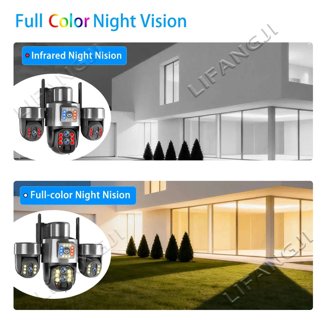 20MP 4-Lens 4G Solar Outdoor Security Camera with 10X Optical Zoom, 3 PTZ and Auto Tracking-WiFi No Zoom No Card