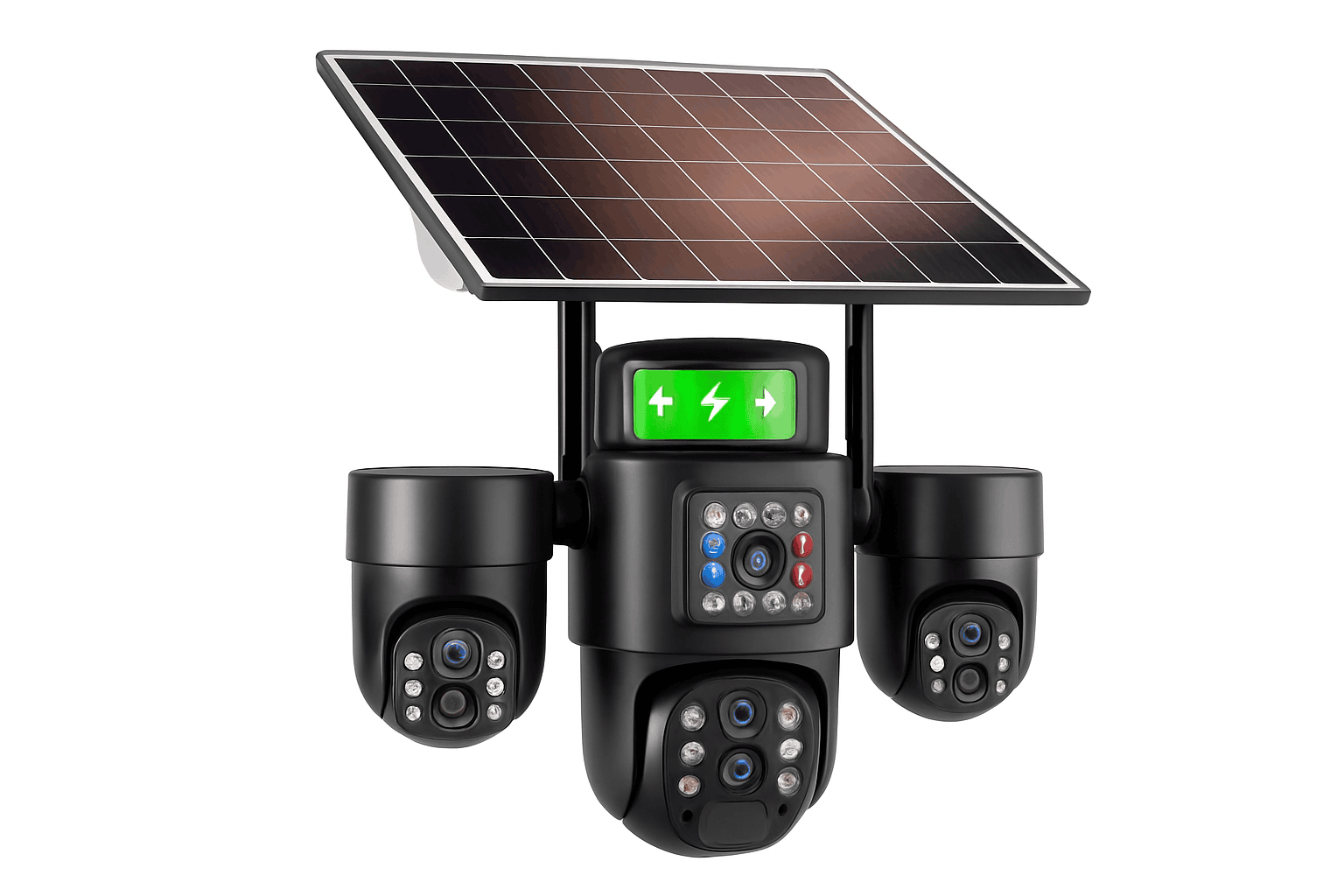 20MP 4-Lens 4G Solar Outdoor Security Camera with 10X Optical Zoom, 3 PTZ and Auto Tracking-WiFi No Zoom No Card