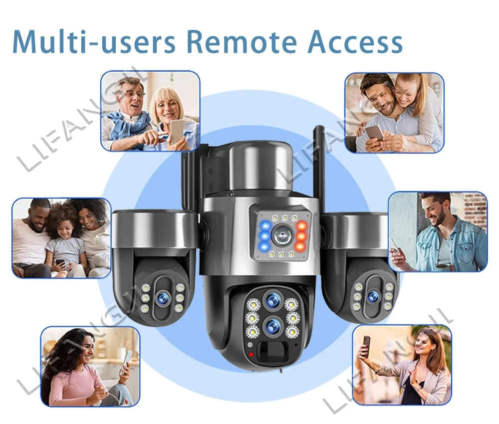 20MP 4-Lens 4G Solar Outdoor Security Camera with 10X Optical Zoom, 3 PTZ and Auto Tracking-WiFi No Zoom No Card