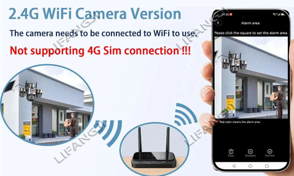 20MP 4-Lens 4G Solar Outdoor Security Camera with 10X Optical Zoom, 3 PTZ and Auto Tracking-WiFi No Zoom No Card