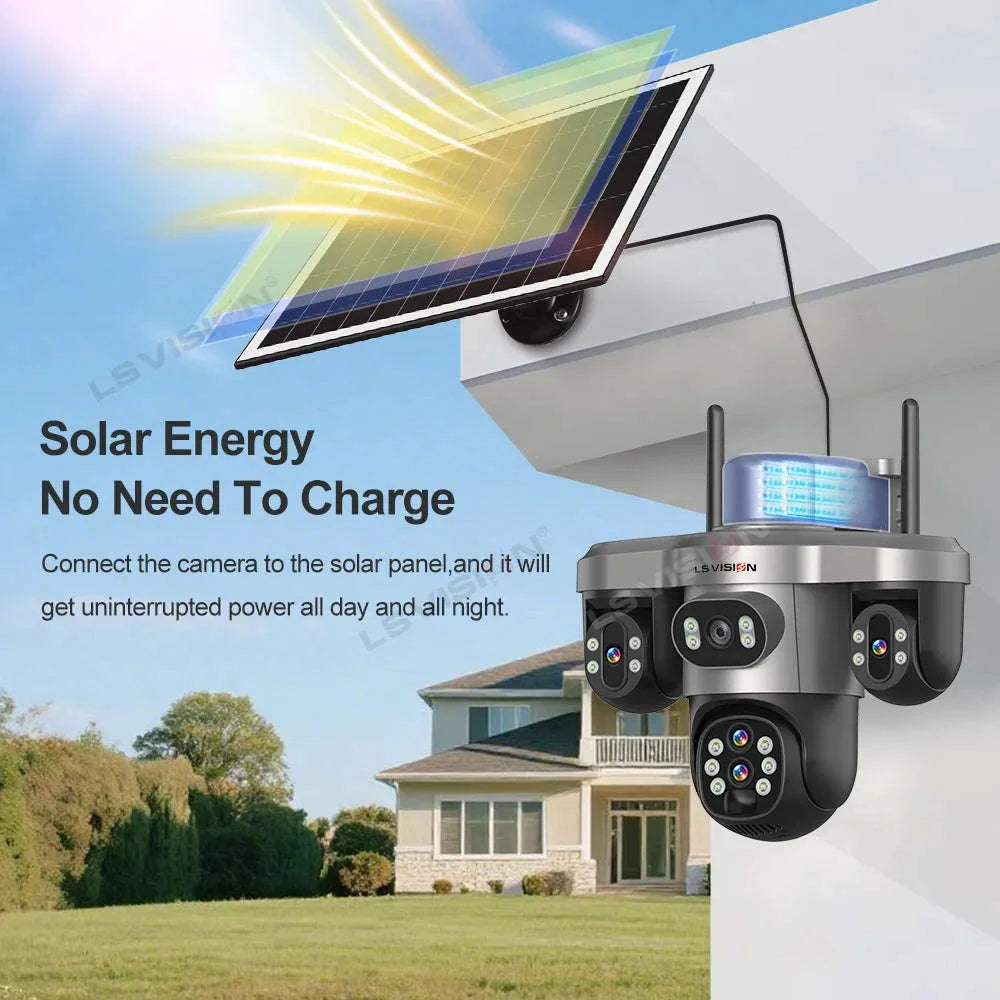20MP 4-Lens 4G Solar Security Camera with 10X Zoom-4G 10XZoom Add 64G / CHINA