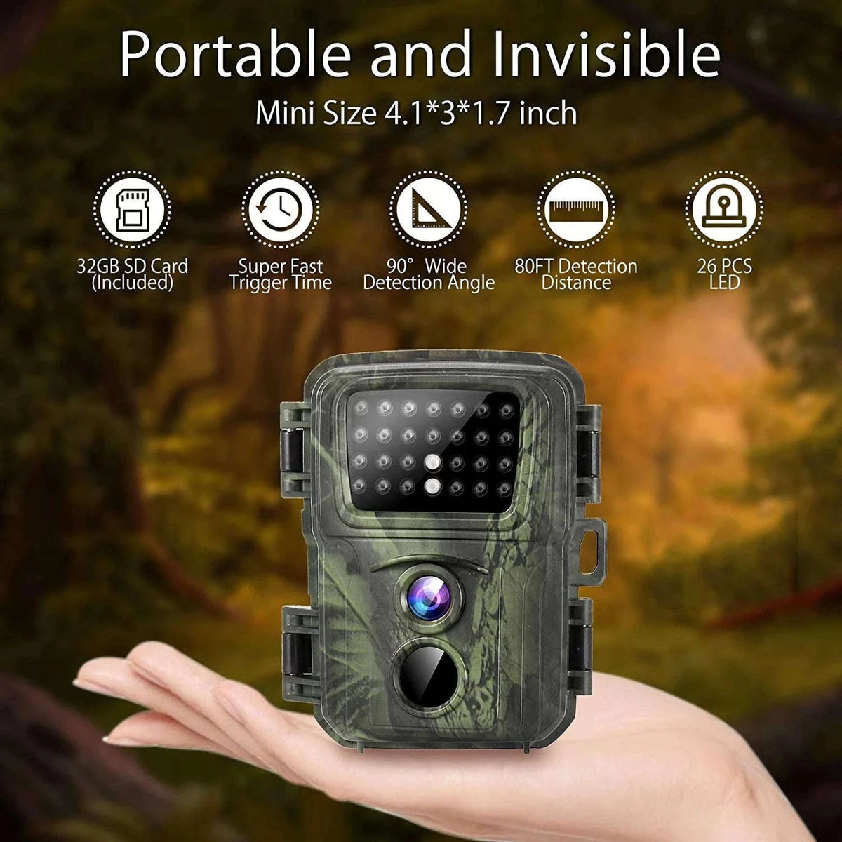 20MP Mini Trail Camera with Night Vision and Fast Motion Detection-2PCS Mini600