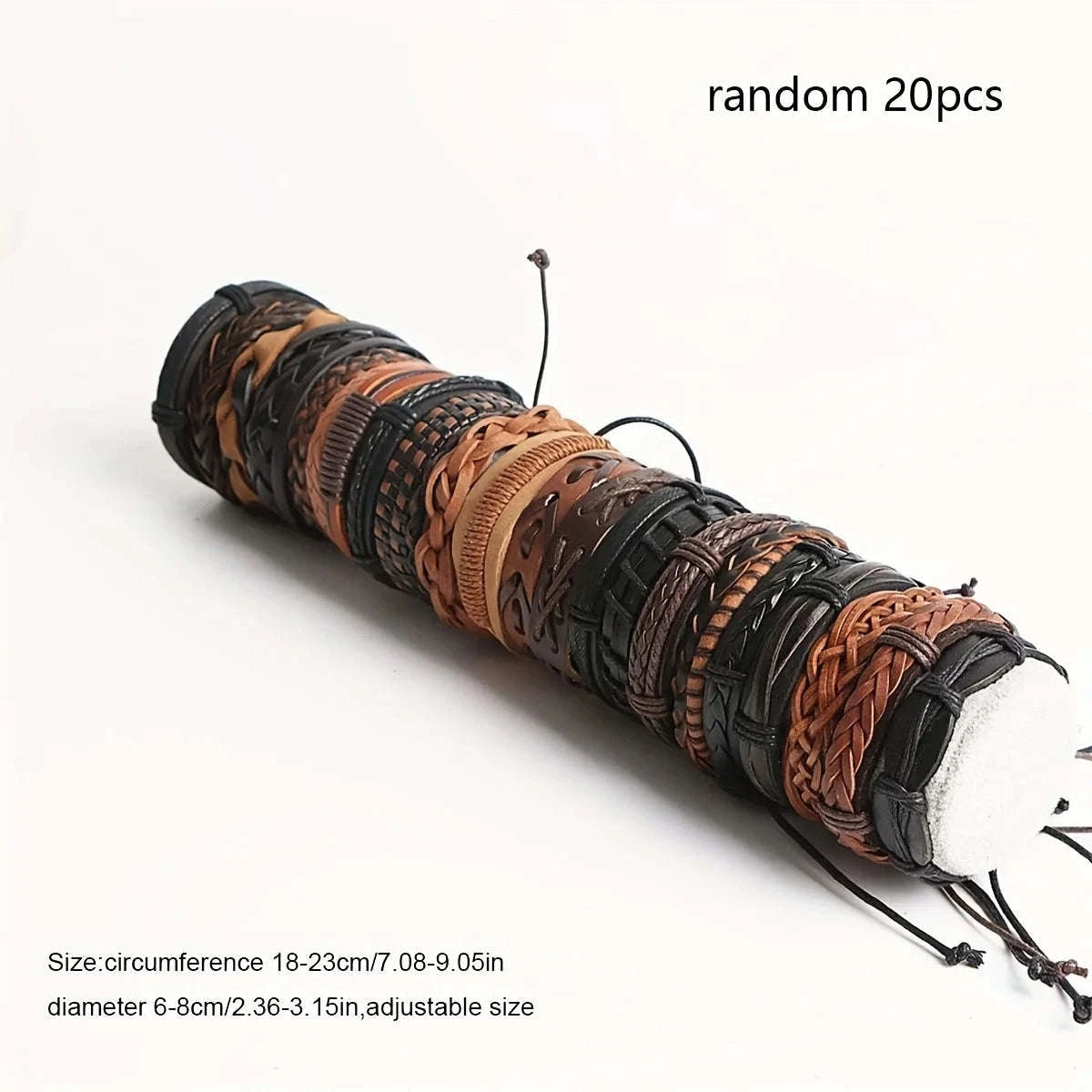 20Pcs Braided Leather Bracelets for Men Women Wrap Wood Beads Cuff Bracelet Hemp Cords Ethnic Tribal Handmade Wrap Wristband Bra-Mix20pcs