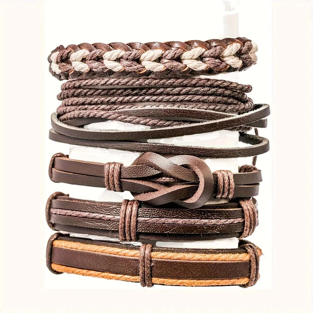 20Pcs Braided Leather Bracelets for Men Women Wrap Wood Beads Cuff Bracelet Hemp Cords Ethnic Tribal Handmade Wrap Wristband Bra-Mix20pcs