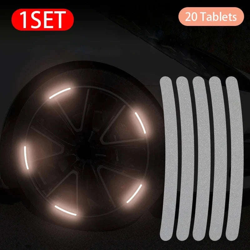 20pcs Car Wheel Reflective Stickers for Tire Rim-20 pcs white