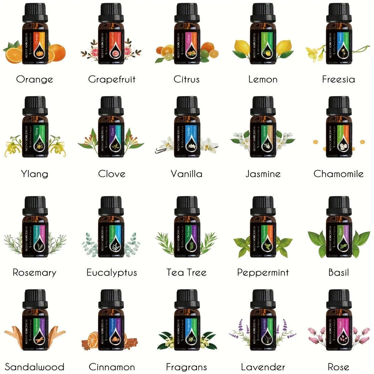 20pcs Essential Oil Set for Aromatherapy, Massage & Home Fragrance-20pcs set / United States / 10ml