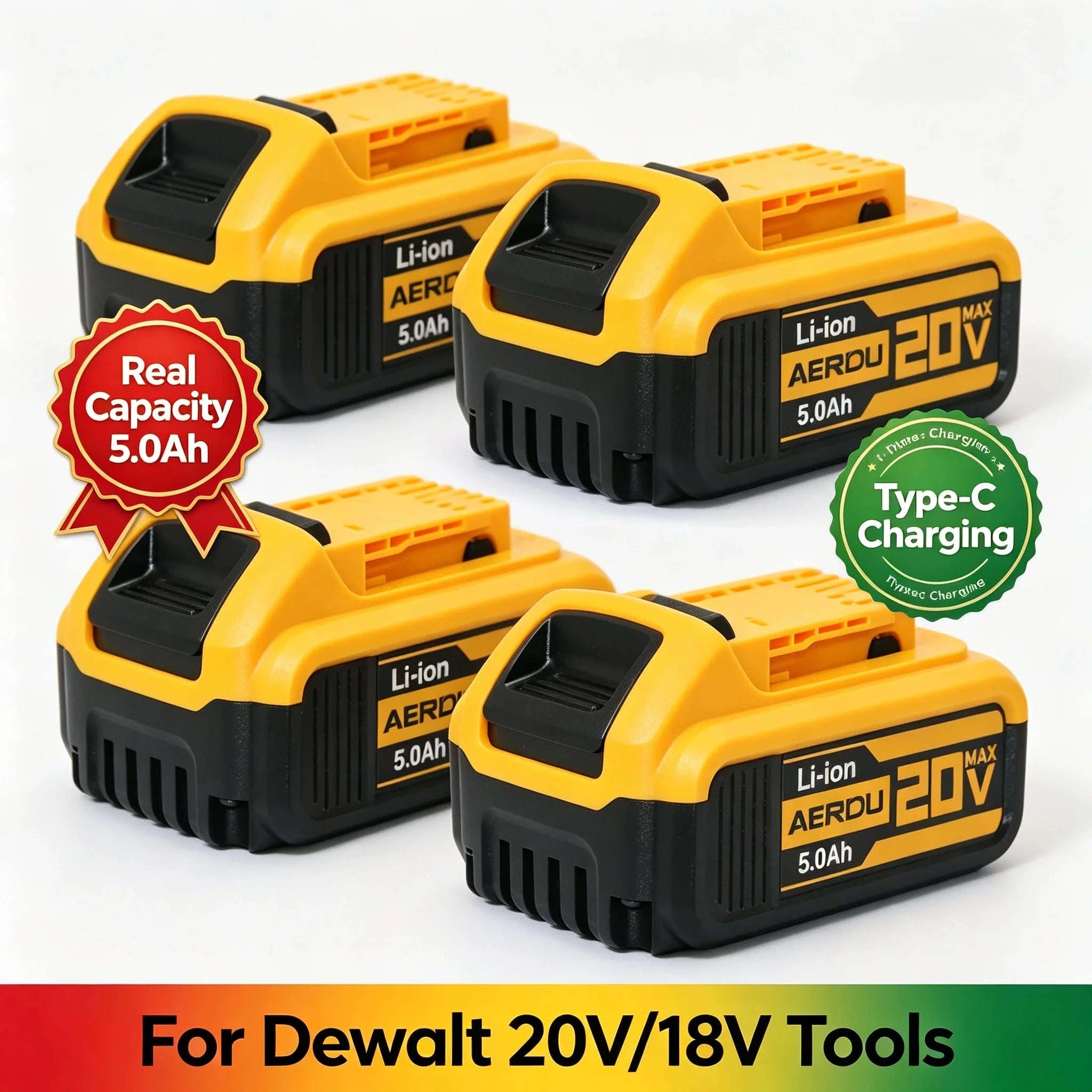 20V 5.0Ah Li-ion Battery with Type-C Charging for 20V Power Tools-PURPLE / United States