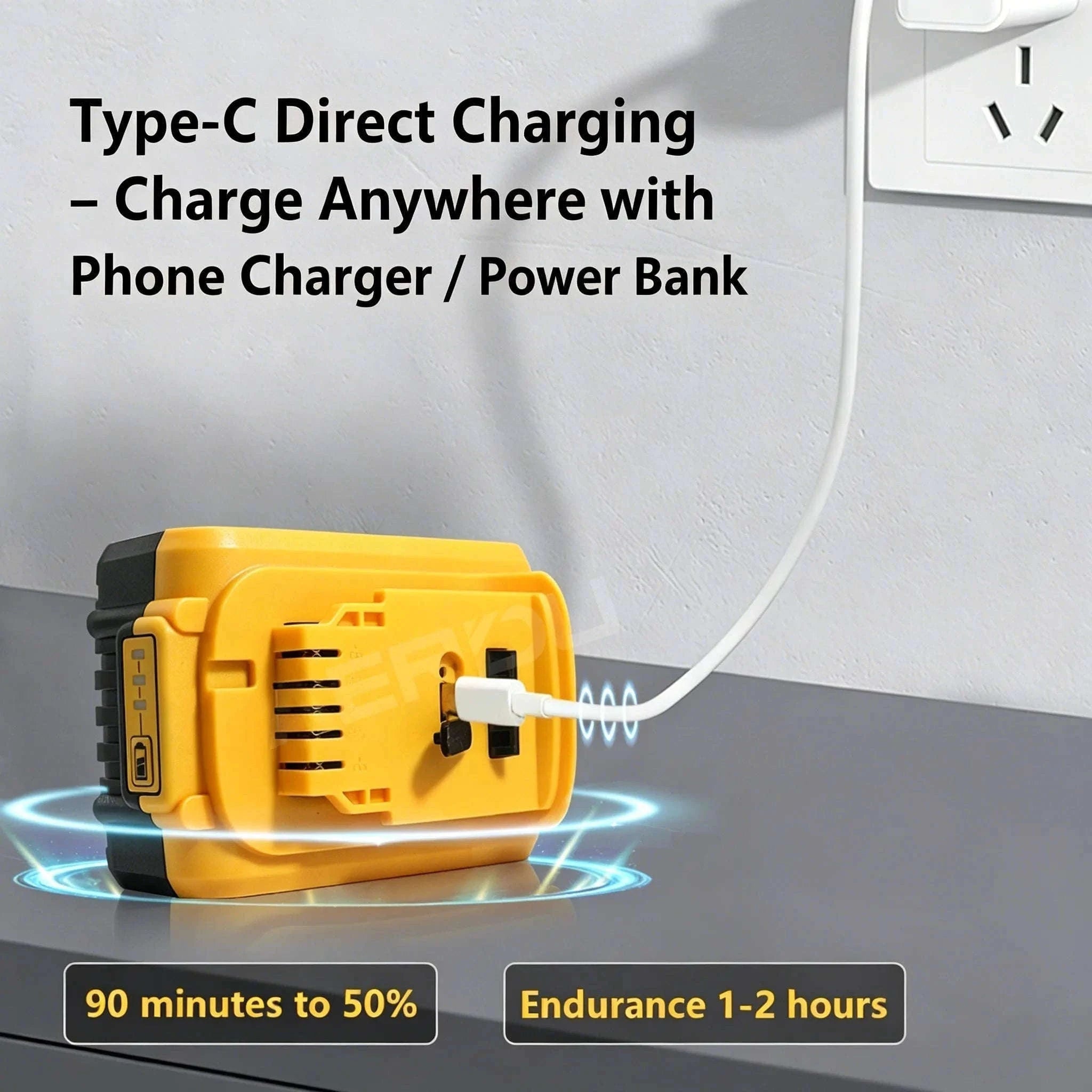 20V 5.0Ah Li-ion Battery with Type-C Charging for 20V Power Tools-PURPLE / United States