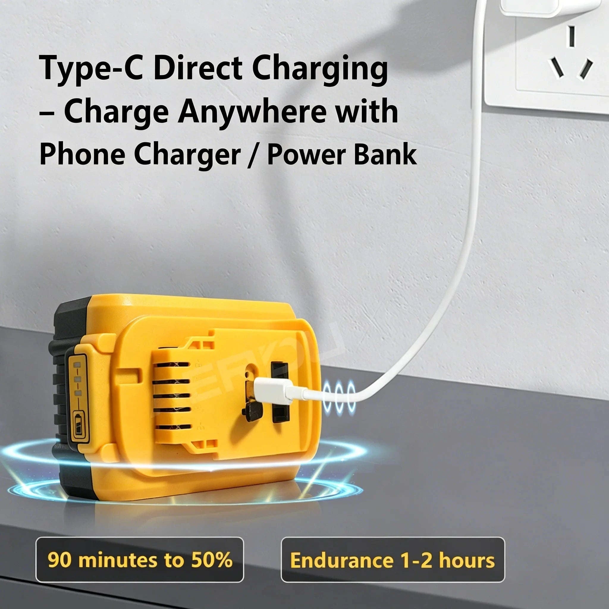 20V 5.0Ah Li-ion Battery with Type-C Charging for 20V Power Tools-PURPLE / United States