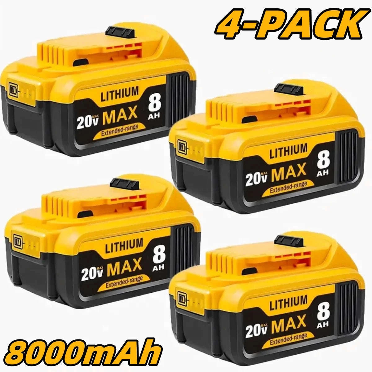 20V 8.0Ah Lithium Battery for DeWalt Tools – DCB200 Compatible-6PACK / United States