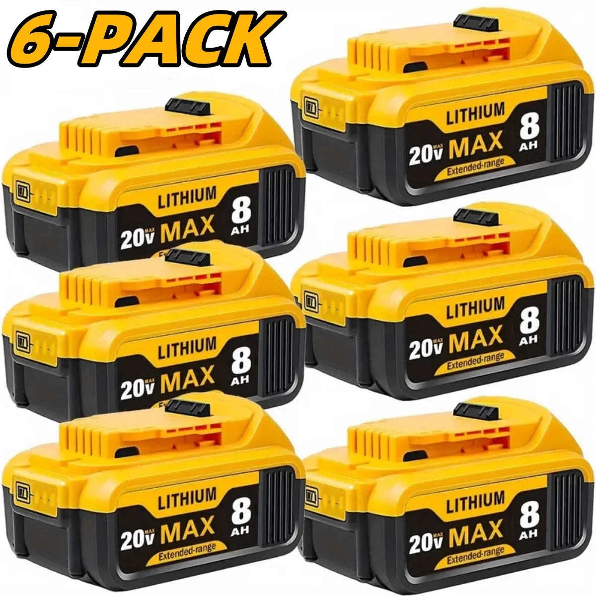 20V 8.0Ah Lithium Battery for DeWalt Tools – DCB200 Compatible-6PACK / United States