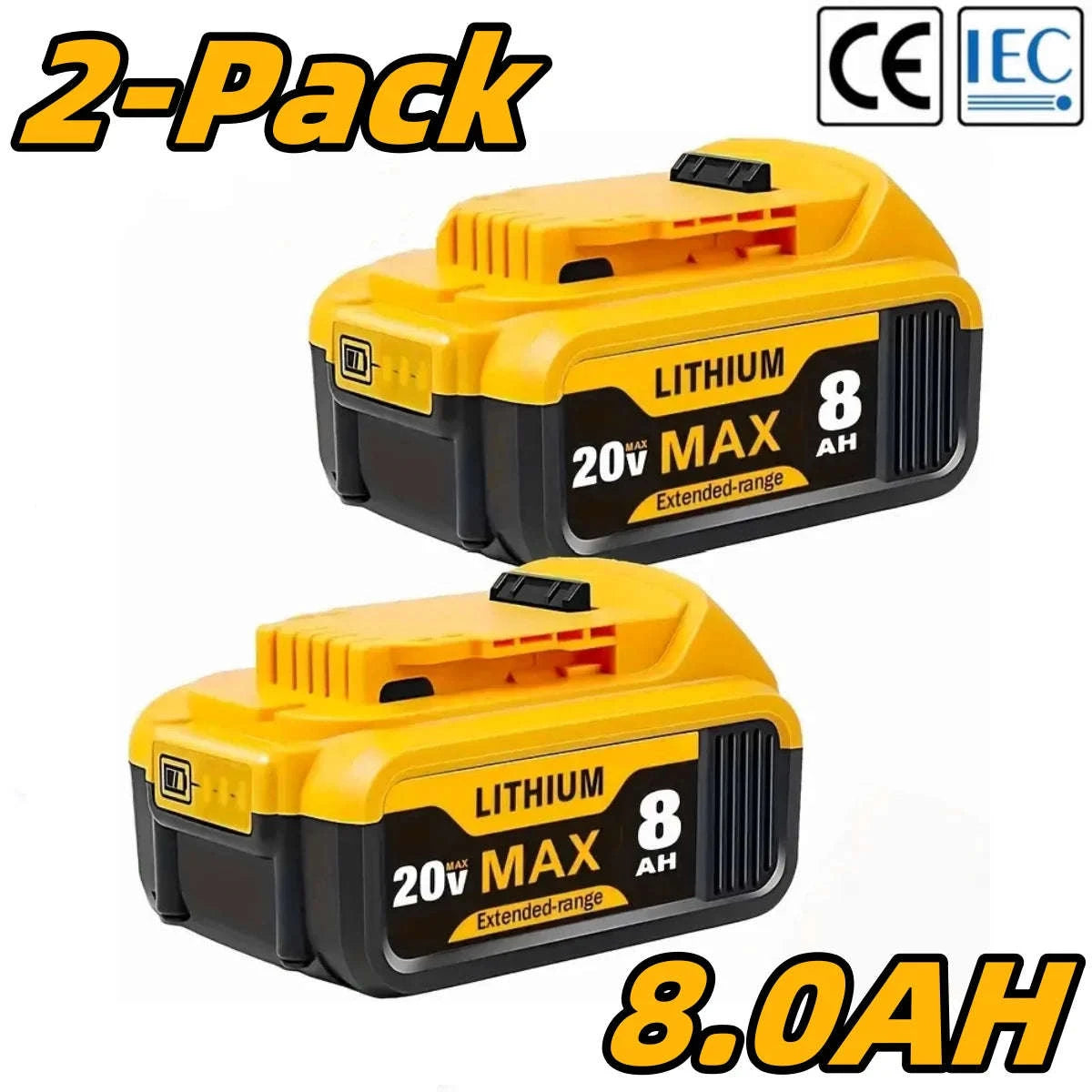 20V 8.0Ah Lithium Battery for DeWalt Tools – DCB200 Compatible-6PACK / United States