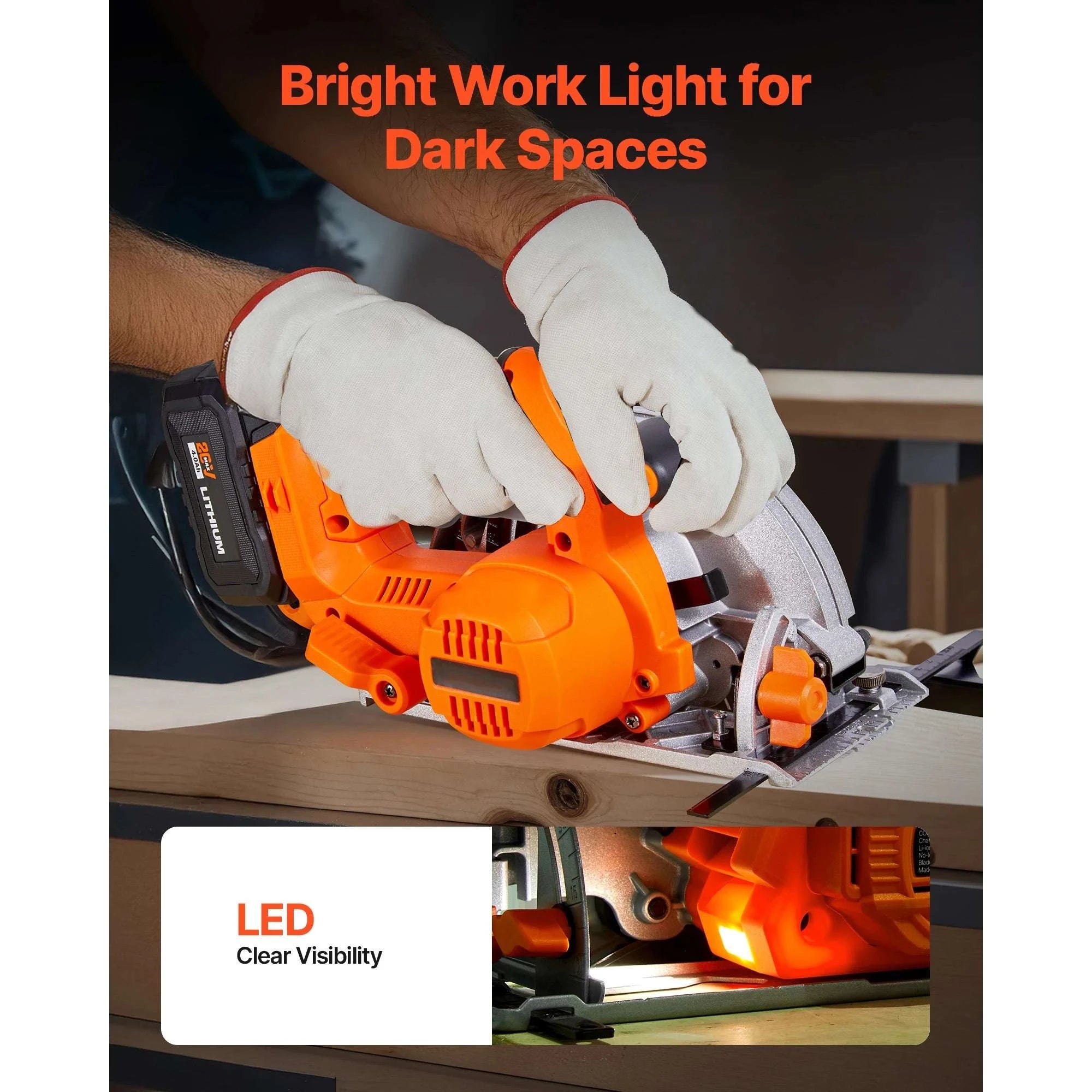 20V Cordless Circular Saw 4700 RPM 6-1/2" Blade with Battery-20V / United States