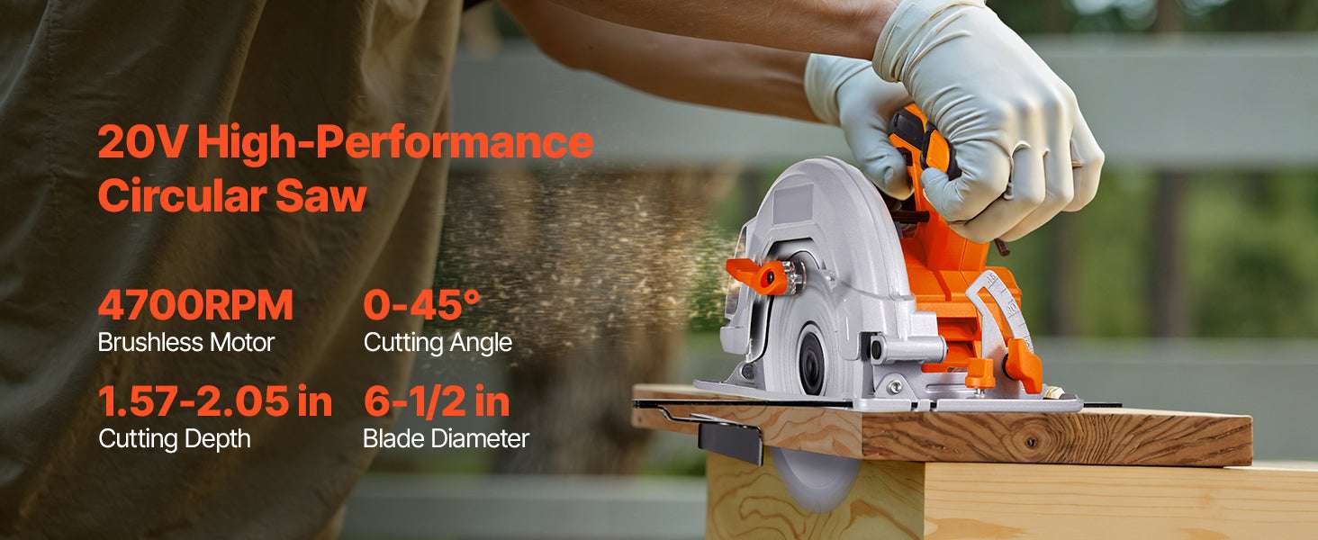 20V Cordless Circular Saw 4700 RPM 6-1/2" Blade with Battery-20V / United States