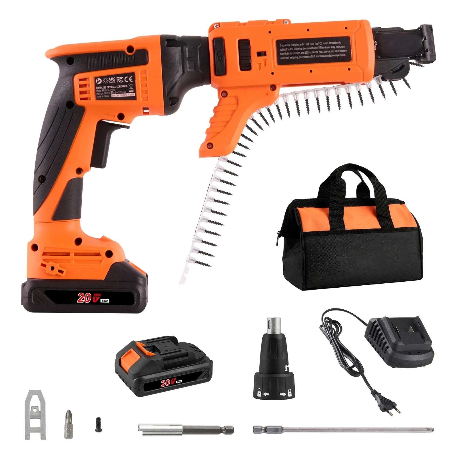 20V Cordless Drywall Screw Gun Kit 4200RPM Brushless with LED-Single Shot / United States