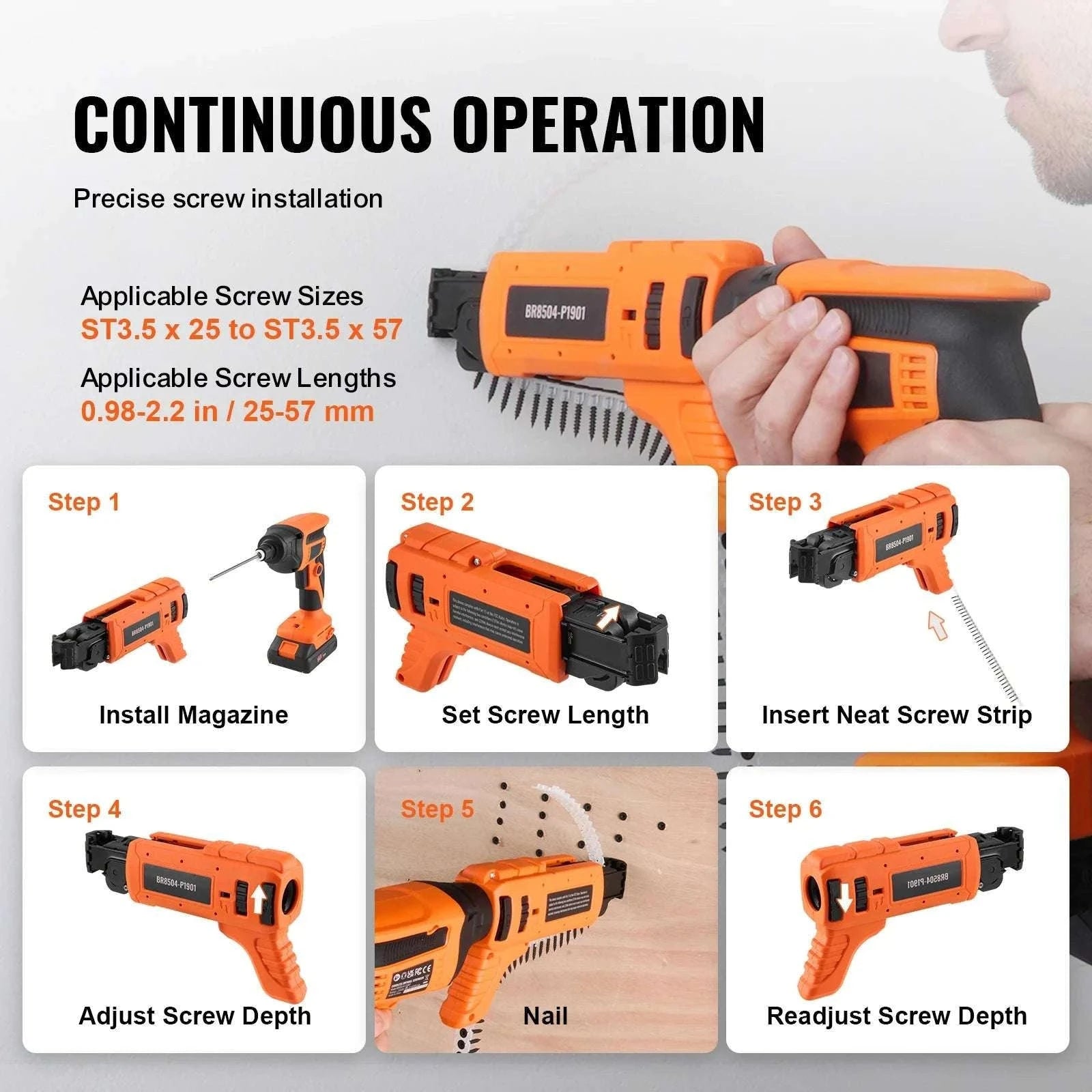 20V Cordless Drywall Screw Gun Kit 4200RPM Brushless with LED-Single Shot / United States