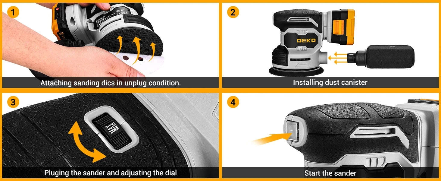 20V Cordless Orbital Sander 125 mm-One Battery / spain