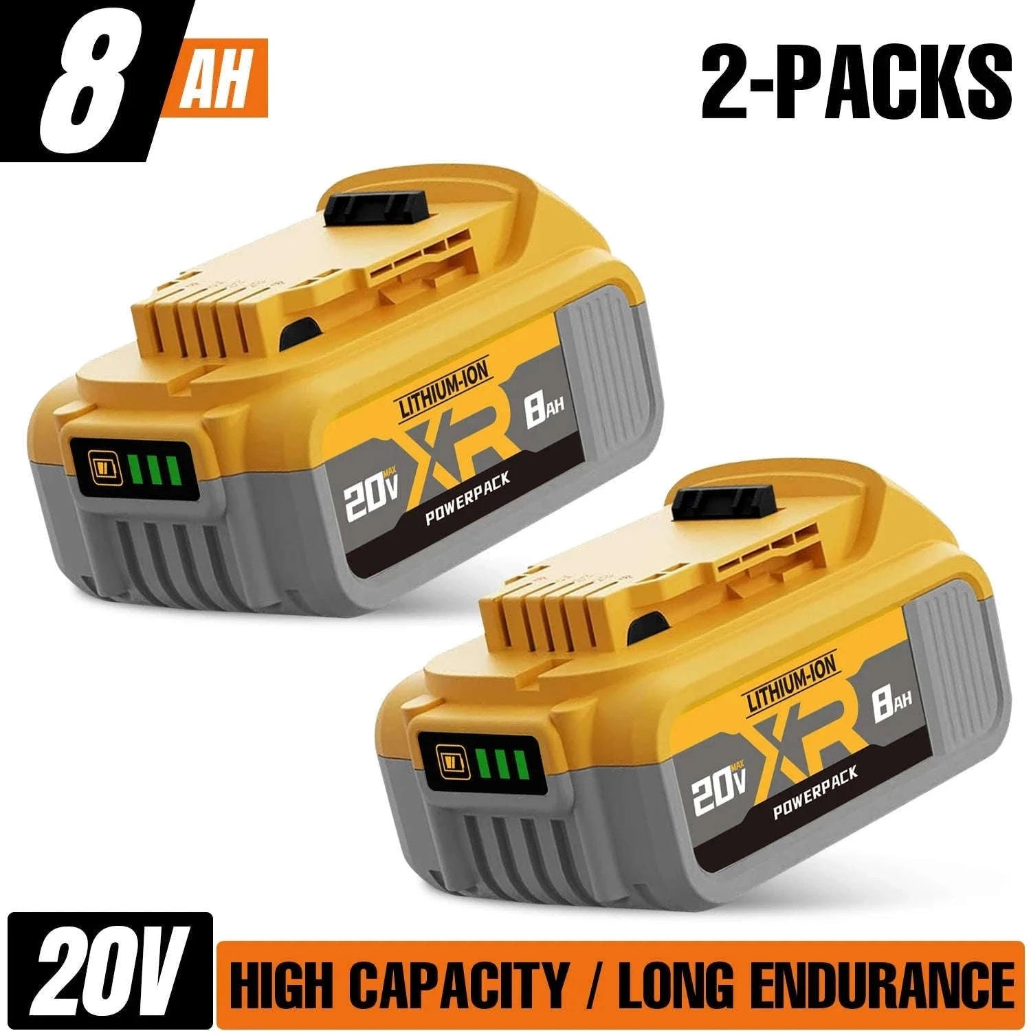 20V Replacement Battery Pack 8000mAh Li-Ion Compatible with DCB200 DCB205 DCB206 DCB210-3PCS / United States