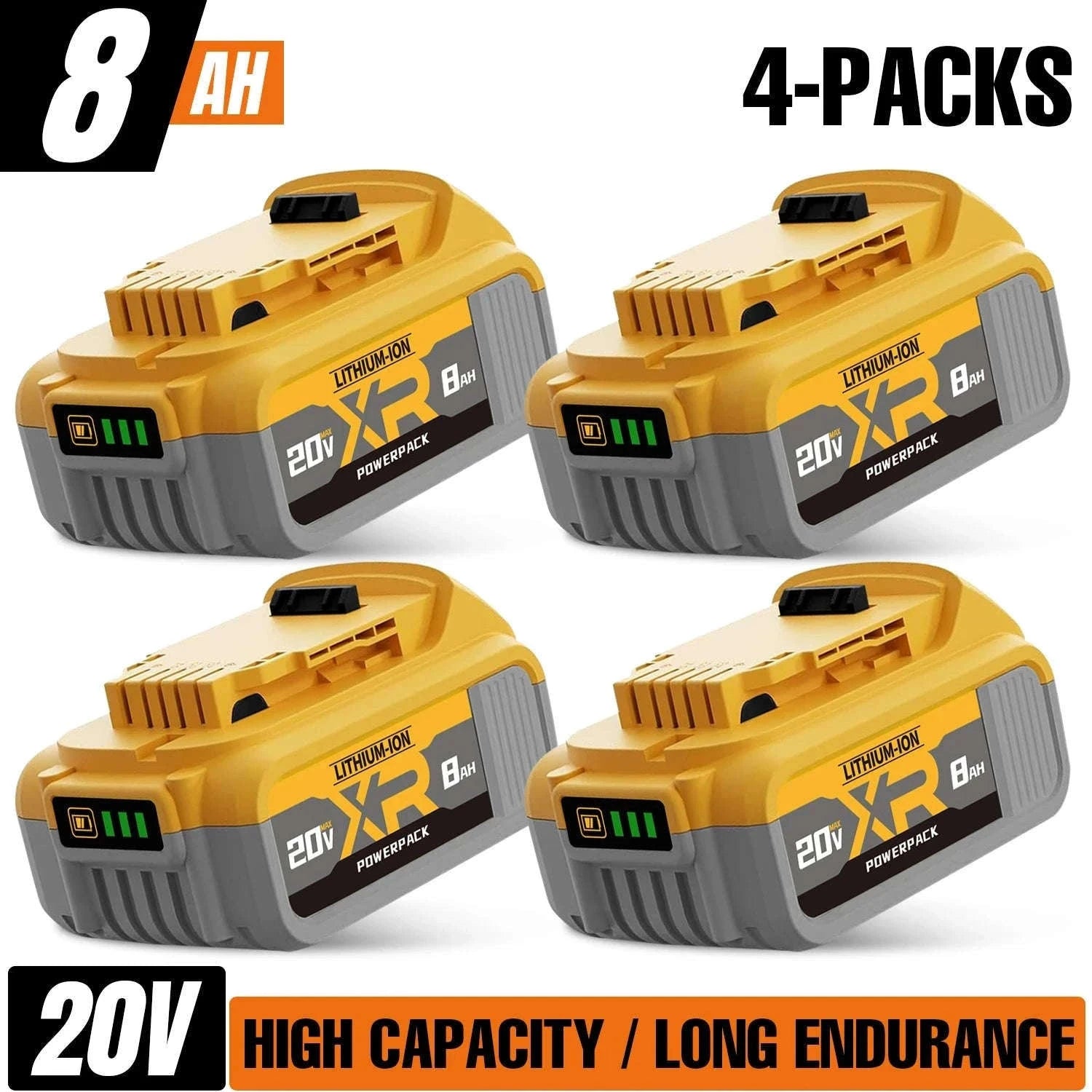 20V Replacement Battery Pack 8000mAh Li-Ion Compatible with DCB200 DCB205 DCB206 DCB210-3PCS / United States