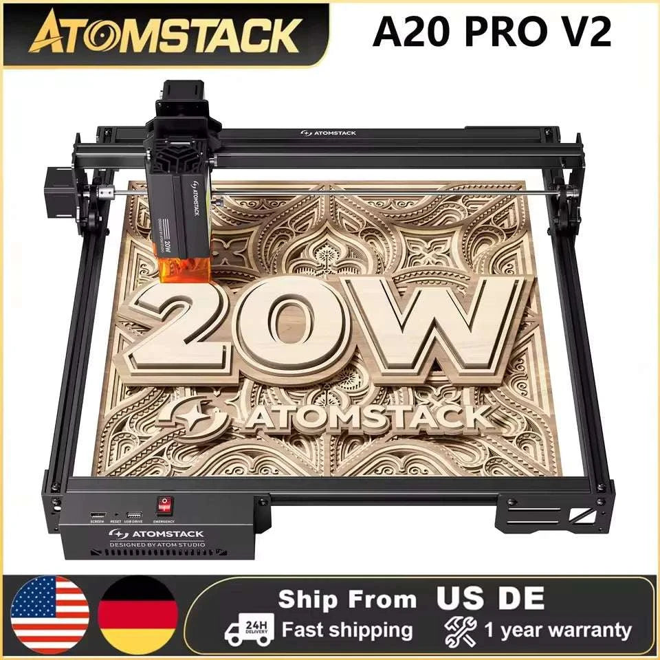 20W Laser Engraver with 400×400mm Area & Bluetooth Control-A10 PRO V2 / United States / US Plug