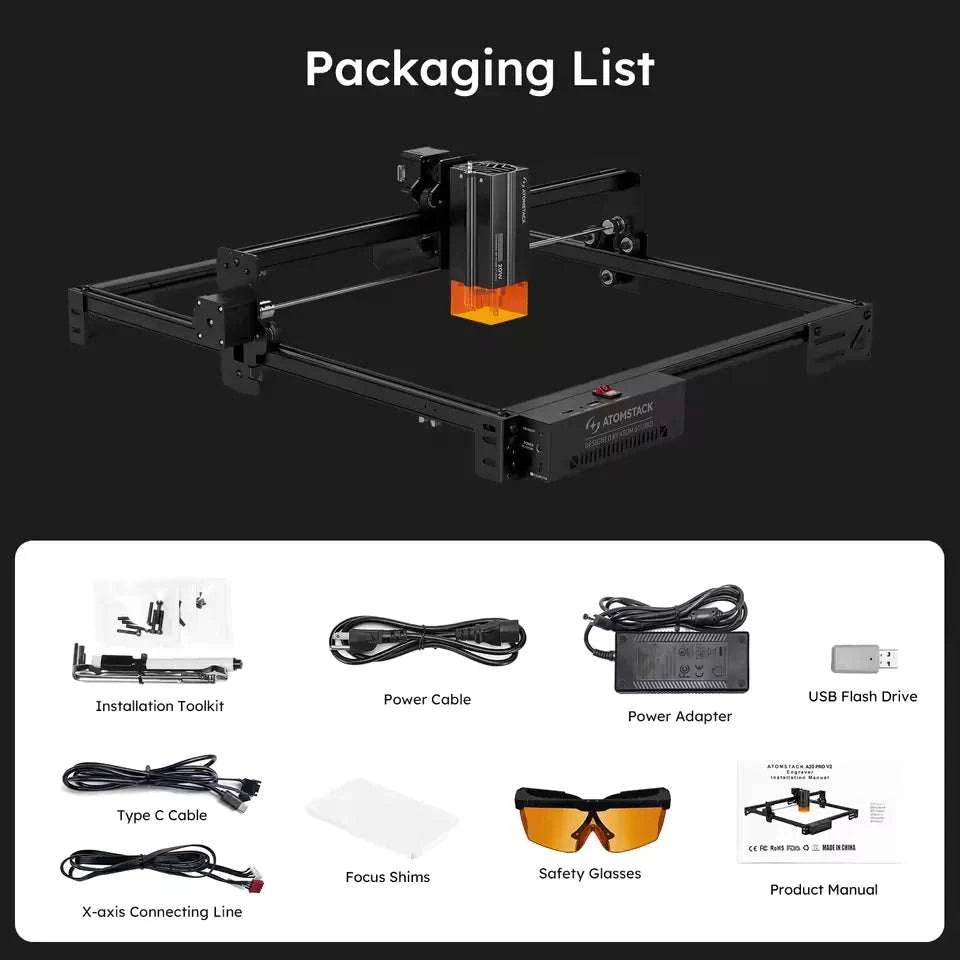 20W Laser Engraver with 400×400mm Area & Bluetooth Control-A10 PRO V2 / United States / US Plug