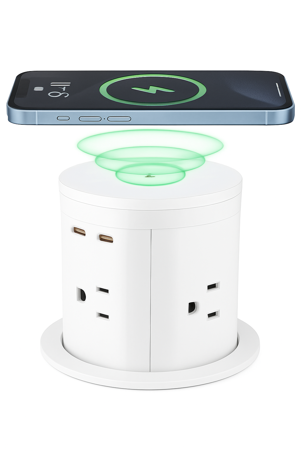 8-in-1 Pop-up-Schreibtischsteckdose mit 20W USB-C und 15W kabellosem Laden
