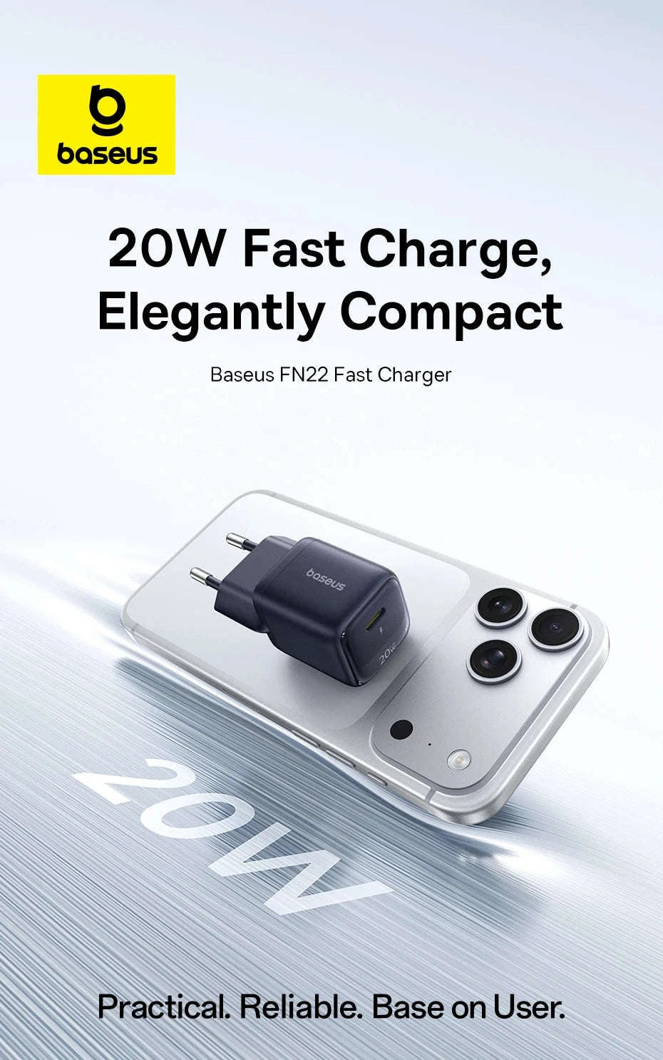 20W USB-C PD Fast Charger Compact Wall Adapter for iPhone-20W Mini White