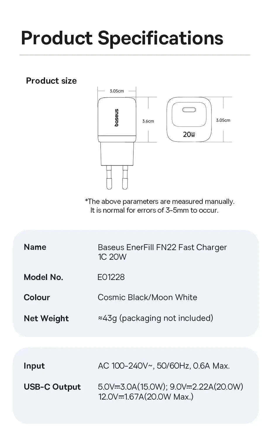 20W USB-C PD Fast Charger Compact Wall Adapter for iPhone-20W Mini White