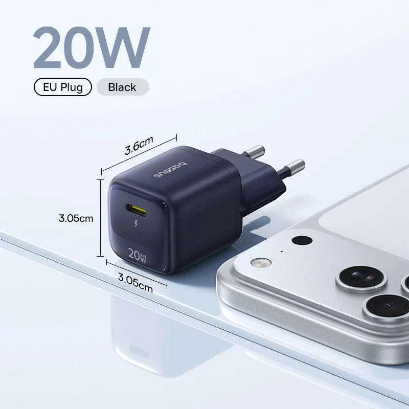 20W USB-C PD Fast Charger Compact Wall Adapter for iPhone-20W Mini White