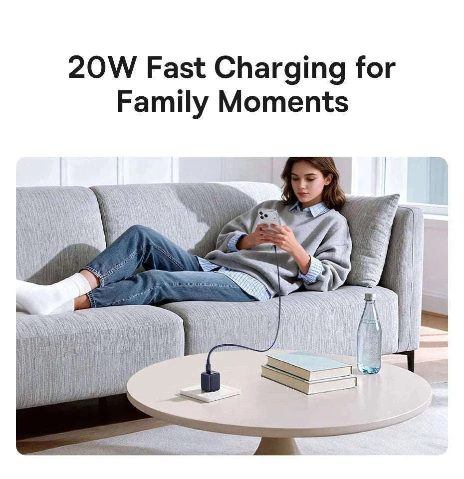 20W USB-C PD Fast Charger Compact Wall Adapter for iPhone-20W Mini White