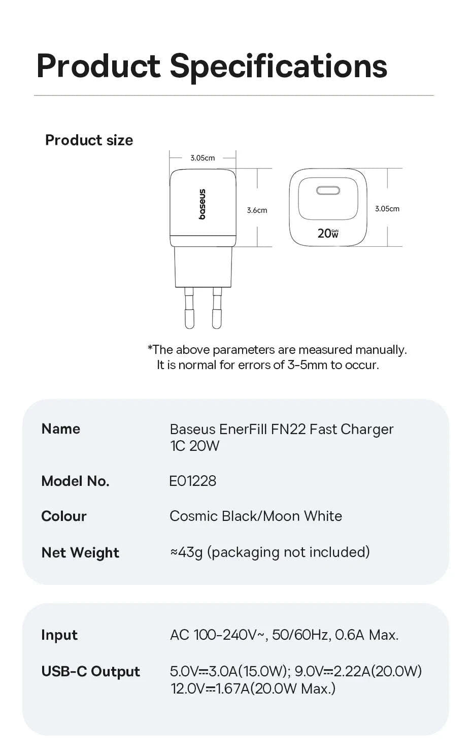 20W USB-C PD Fast Charger Compact Wall Adapter for iPhone-20W Mini White
