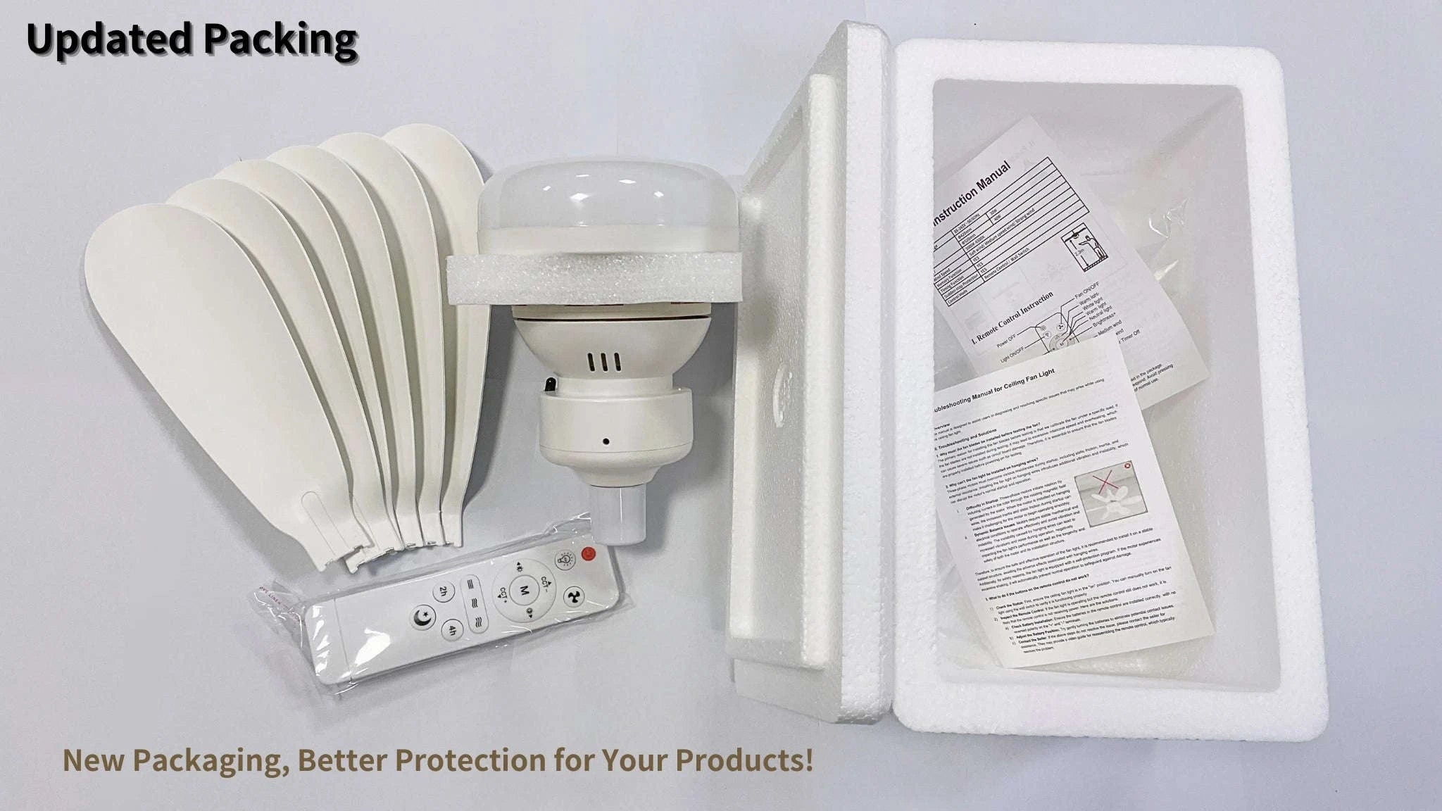 21.5" Socket Ceiling Fan Light with Remote, E27 LED Dimmable Fan-Fan Light-Color / 85-265V
