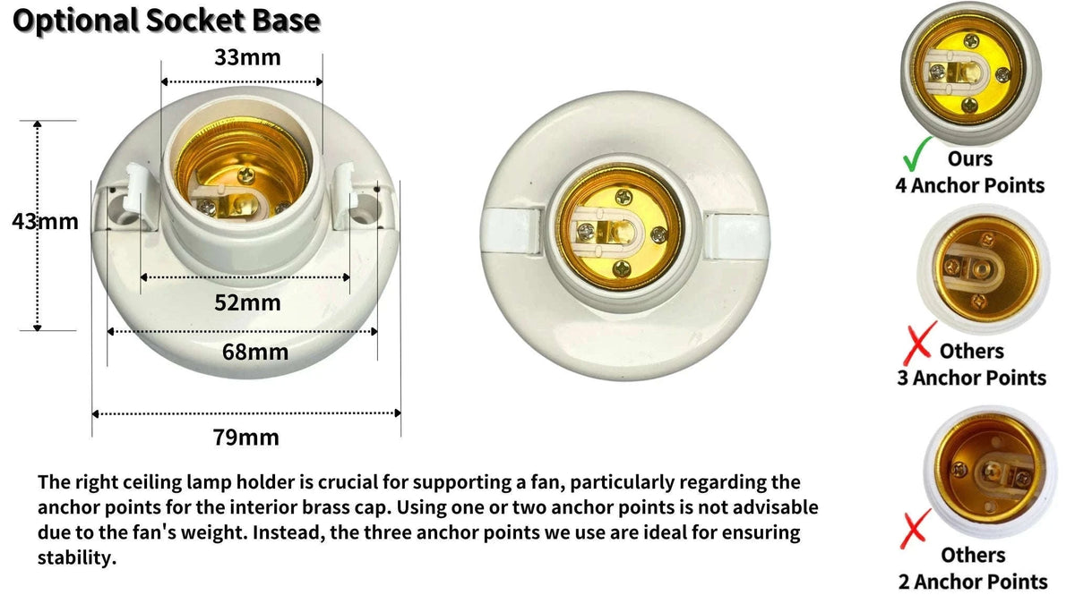 21.5" Socket Ceiling Fan Light with Remote, E27 LED Dimmable Fan-Fan Light-Color / 85-265V