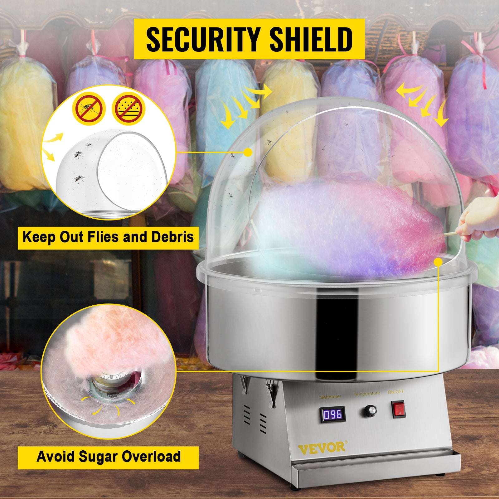 21" Cotton Candy Machine Cover Clear Acrylic Shield Dome-United States