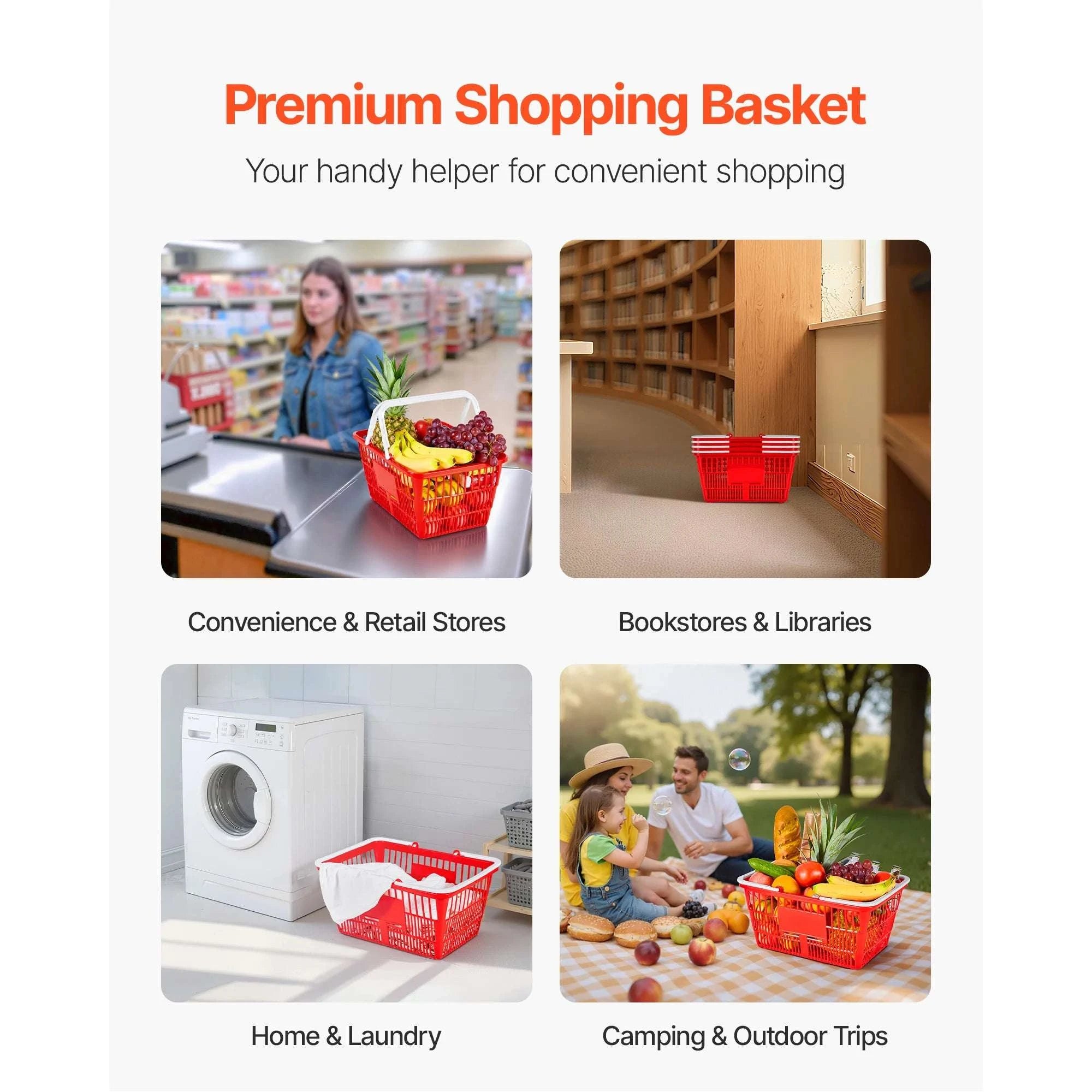 21L Stackable Shopping Baskets with Handles for Stores & Home-4pcs / United States