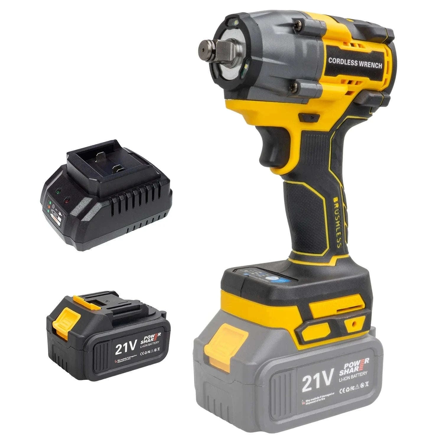 21V Brushless Cordless Impact Wrench 480Nm 2-in-1 Drill Driver Kit-Blue TypeA / france / EU