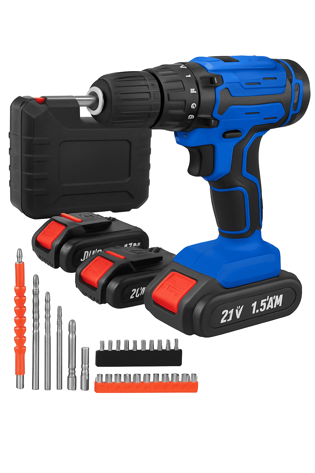 21V Cordless Drill and Electric Screwdriver Kit-2 Batteries / UK / UNITED KINGDOM