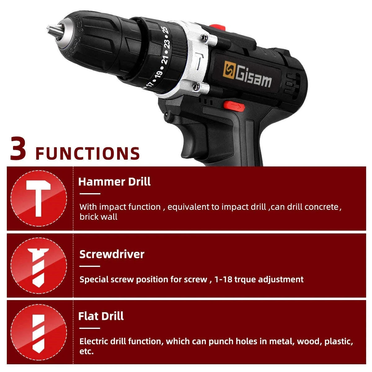 21V Cordless Impact Drill and Electric Screwdriver-2 Battery PlasticBox / GERMANY